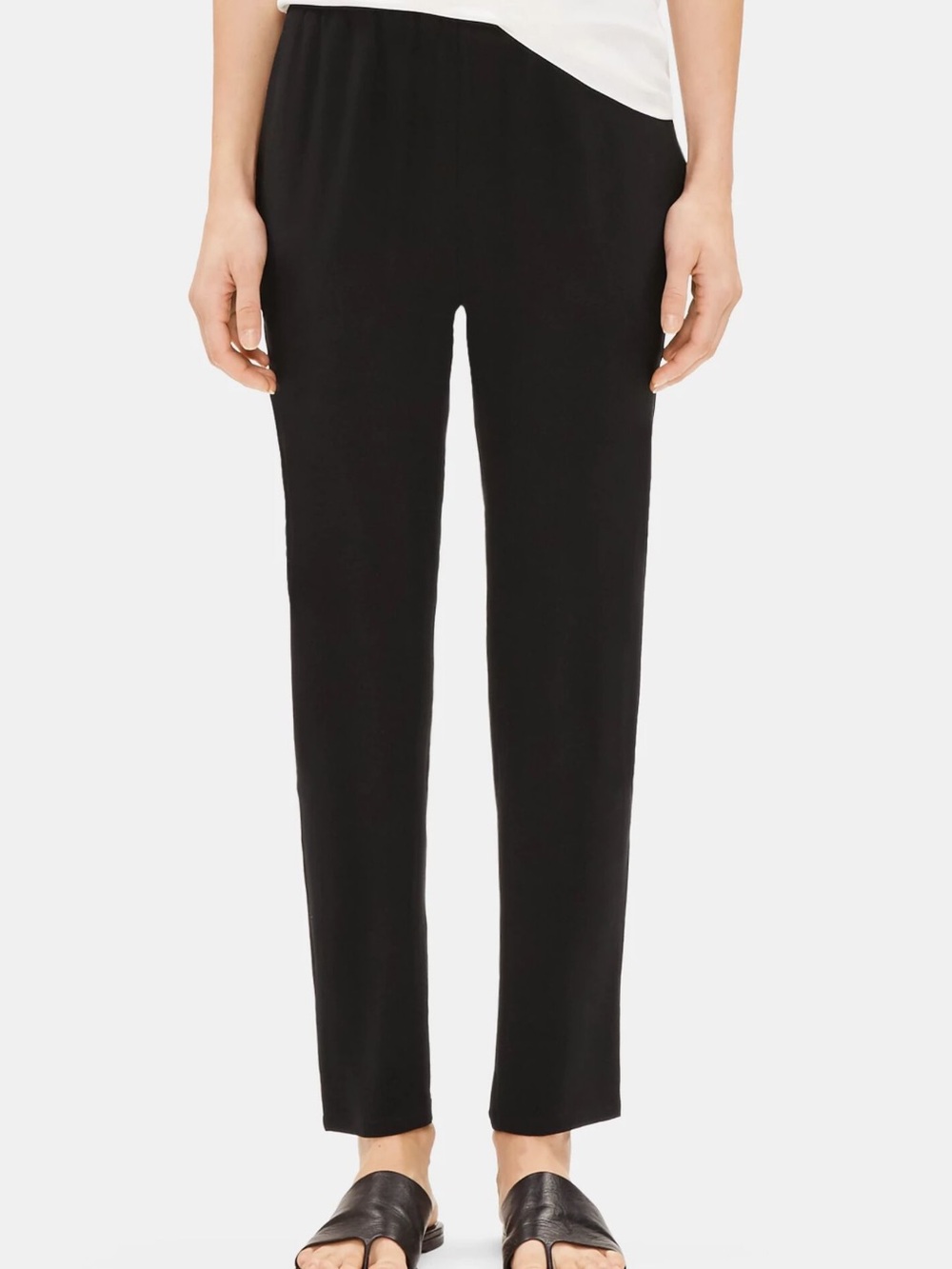 Eileen Fisher Silk Black Slim Pull-On Pants